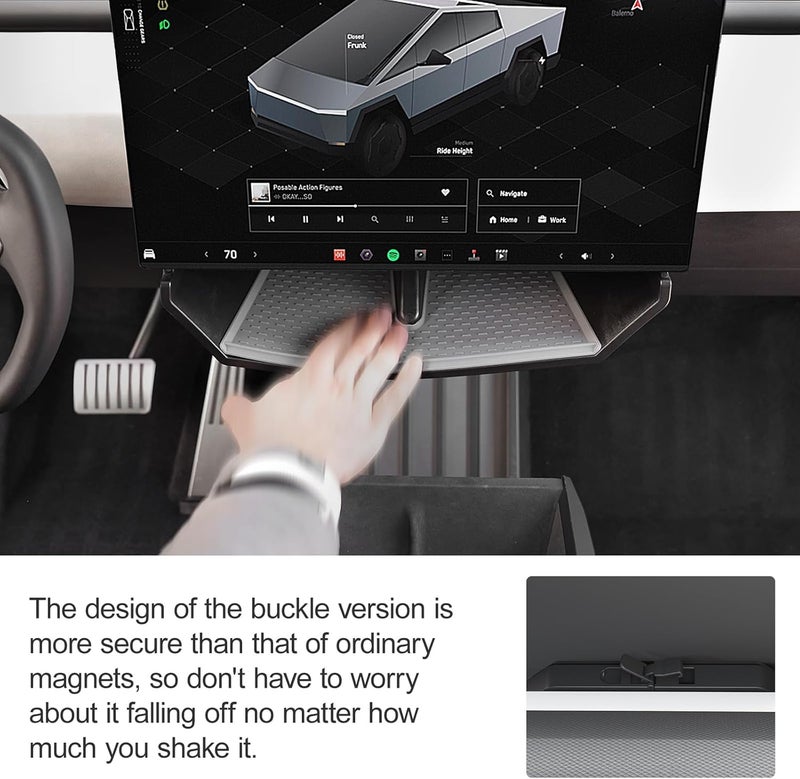 ELECFRESH Center Console Organizer Under Screen Storage Box for 2024 2025 2026Tesla Cybertruck Accessories, Dashboard Hidden Tray for Cybertruck (A) - Image 2